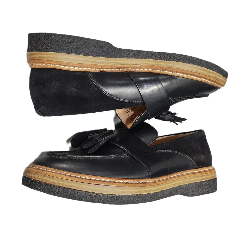 Clarks Zante Spring Loafers Womens US 8M Black Tassel Almond Toe Comfort Slip On
